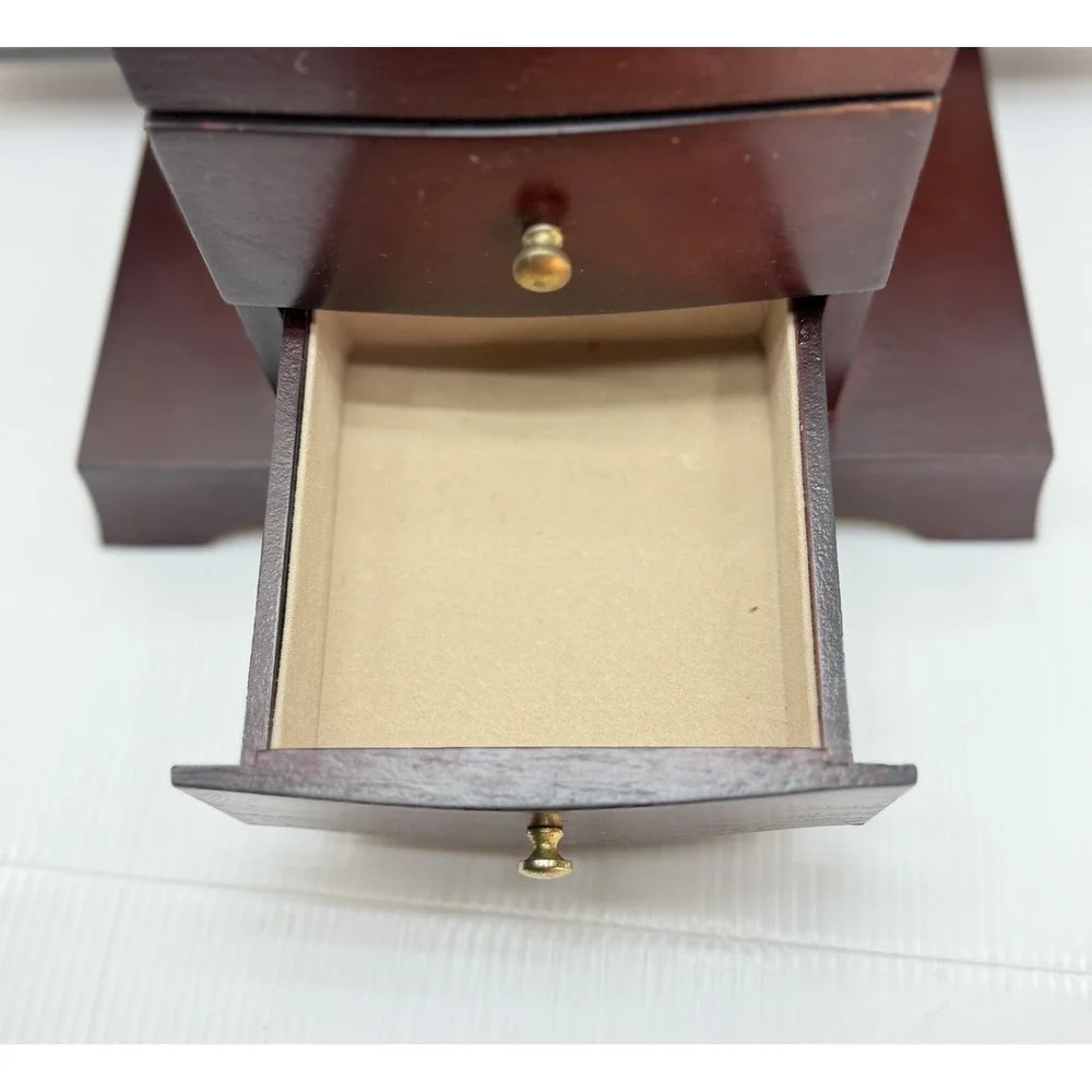 Vintage Mele Jewelry Box Cherry Wood Velvet Lined Quiet Luxury Grandmillennial